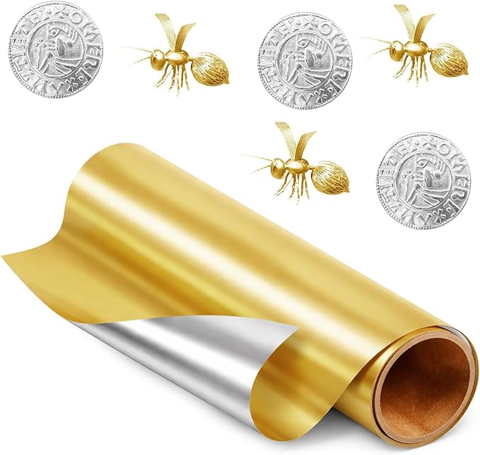 Yaocom 1 Roll Aluminum Metal Crafts DIY Foil 12 Inch x 20 ft x 0.1 mm Thick for Art Project Aluminum Flashing Roll Wide Sheet Multipurpose Metal Sheets for DIY and Crafting Projects (Single Golden)