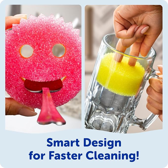 Scrub Daddy Scrub Mommy Sponges - Dish Scrubber + Non-Scratch Cleaning Sponges Kitchen, Bathroom + Multi-Surface Safe - Stain + Odor Resistant Dual-Sided Dish Sponges for Scrubbing (3 Count)
