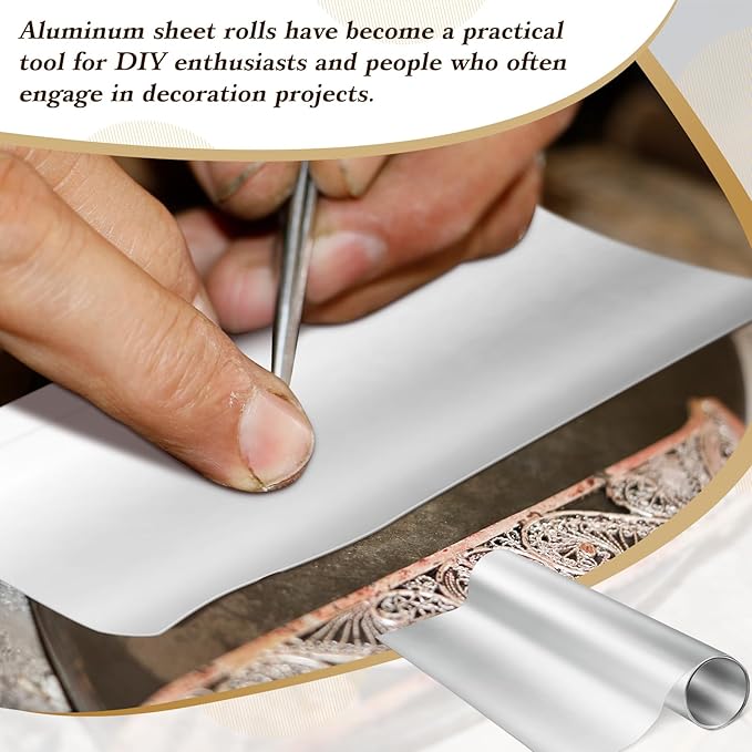 1 Roll Widen Aluminum Metal Crafts DIY Foil 18 Inch x 10 ft x 0.1 mm Thick for Art Project Aluminum Flashing Roll Wide Sheet Multipurpose Metal Sheets for DIY and Crafting Projects (Silver)