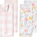 ELYN Microfiber Kitchen Dish Towel Set, Quick-Dry & Absorbent Waffle Weave Cleaning Towels, Set of 4 Kitchen Towels, Paper Towels Alternative (Oranges & Gingham)