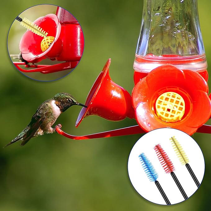 Prasacco 18 PCS Hummingbird Feeder Parts Cleaning Brushes Mini Nylon Cleaning Brushes Set Small Cleaner Brush for Bottles, Tubes, Jars, Bird Feeder