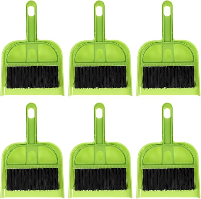6 Sets Broom Dustpan Set Small Mini Handheld Dust pan with Cleaning Brush Combo Portable Compact Mini Whisk for Cleaning Desk Housekeeping Office Kitchen Pet Nest