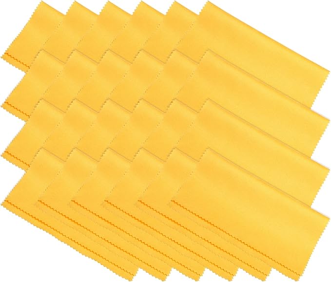 PATIKIL Eyeglass Microfiber Cleaning Cloth 7"x6", 24 Pack Glasses Cleaning Cloth Soft Suede Wipe Screen Cloth for Camera Lens Eyeglasses Screens in Individual Vinyl Pouch, Yellow