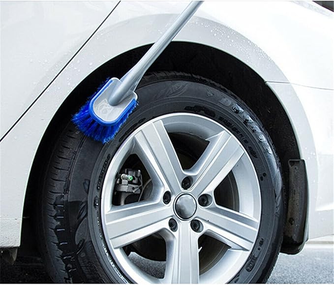 Car Tire Cleaning Brush Long Handle Wheel Brush Exhaust Pipe Cleaning Brush for Gm Truck,Motorcycle,Bicycle,Multi-Function Cleaning Tool