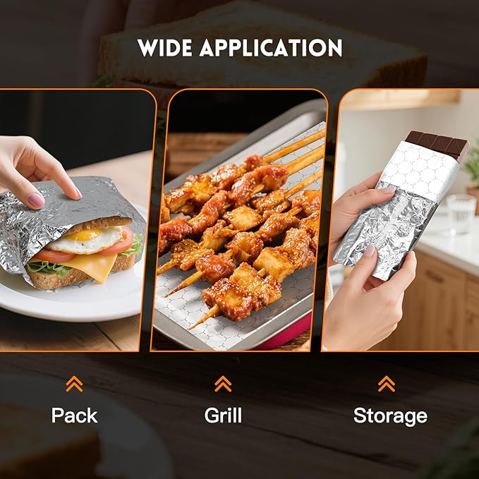 EcoDispose Pre-Cut Insulated Foil Sandwich Wrap Sheets for Hot Food, Grease-Resistant, 10 x 14 Inches, 500 PCS
