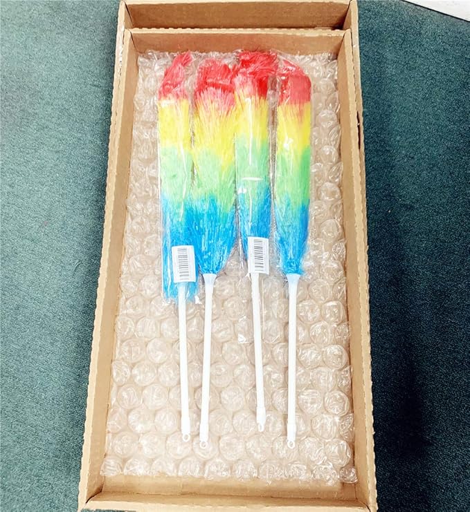 Hofumix Feather Duster Car Duster Hand Duster Static Dusting Brush Hand Grips Delicate Duster Kit 360°Flexible Duster for Ceiling Fans, Blinds, Furniture, Shutters, Auto, Truck, SUV, RV 4pcs