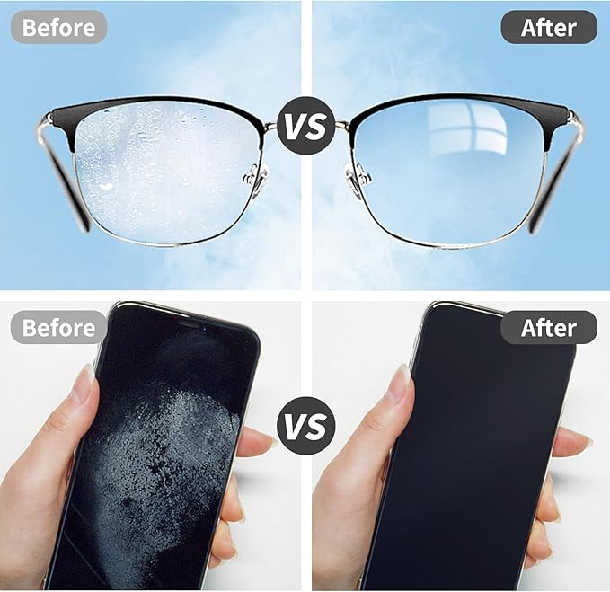 Glasses Cleaner Cleaning Cloth Keychain,Reusable Microfiber Eyeglasses Clean Cloths Wipes with Portable Pouch for Eyeglass Lens Sunglasses Jewelry Electronics,Black,2pcs