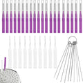 40pcs Shower Head Cleaner Tools, 2 Designs Shower Head Cleaning Brushes Multi-Size Showerhead Cleaner Picks Anti-Clogging Cleaning Brush for Bathroom Small Hole Gap Nozzles (Purple)