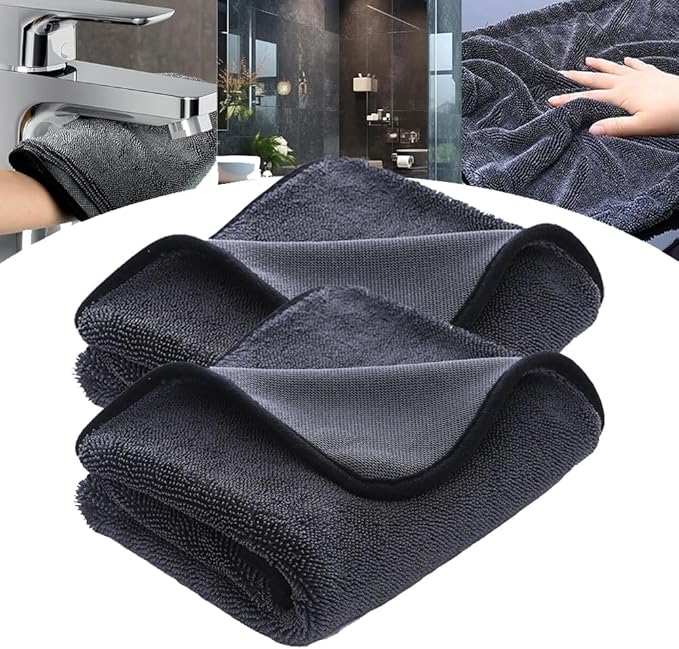Shiny Microfiber Wipes Bath Shower Cleaning Cloths, 23.62 X 15.75 Inches, Super Absorbent Microfiber Bath Drying Towels, for Bathroom, Car and Home Toilet (2pcs)