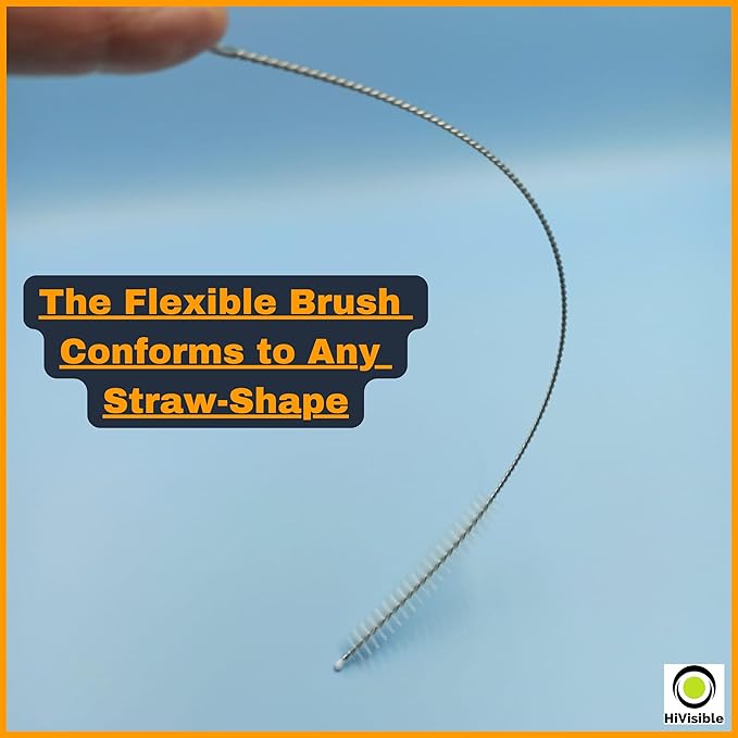 6 Straw Cleaner Brush Extra Long - Set of 6 Metal Straw Cleaner - Straw Cleaning Brush for Reusable Straws