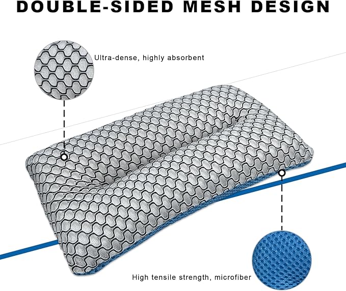 2 PCS Two-Sided Car Wash Sponge, Non-Scratch Microfiber Sponge Pad Soft Mesh Scrubber, Washable Foam Scrub Pads Absorbent Applicator for Cleaning Detailing, Car Accessories (2 PCS)