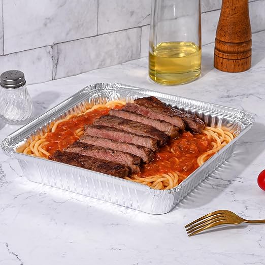Aluminum Pans 8x8 inch-50 Pack Disposable Foil Pans, Square Aluminum Baking Cake Pans,Roasting Trays Disposable Food Containers Great for for Baking, Cooking, Heating, Storing, Prepping Food
