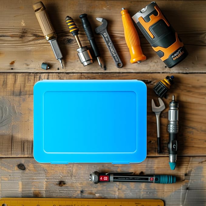 ALCYON Battery Organizer Storage Box, Garage Case Holder for 24* AA, 30* AAA Batteries (Bag Not Include Batteries Pack) (blue)