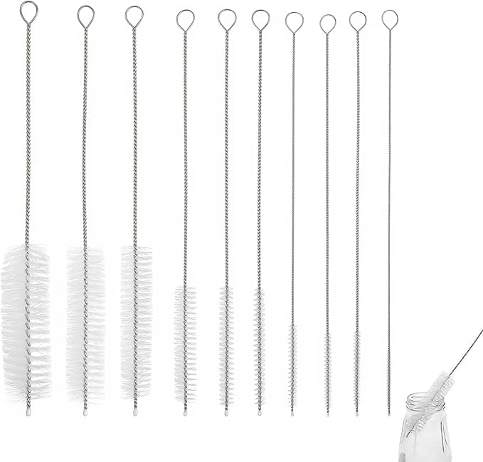 10 Pcs Straw Cleaning Brushes, 8.2 Inch Straw Cleaner Brush Extra Long Straw Brushes for Cleaning Stainless and Silicone Reusable Straws Water Bottles Tumblers Tubes