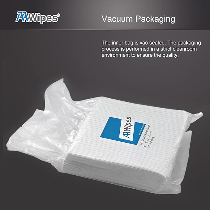 AAWipes Anti-Static Cleanroom Wipe Cloths (4"x4", Pack of 400) - Safe Electrostatic Discharge (ESD) Polyester Wiper Special ESD-Safer Wiper Cloths Lint Free Static Dissipative Wipers (CE16004)