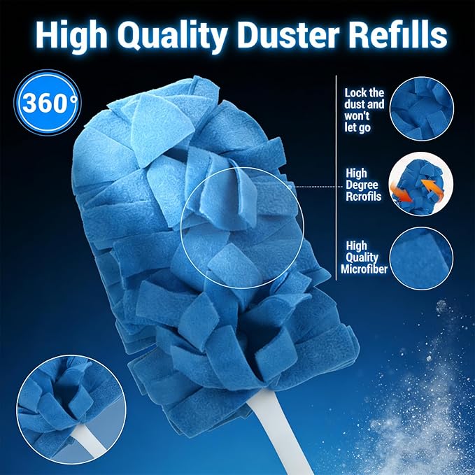 360° Electrostatic Duster Refills - The Sustainable Choice for a Dust-Free Home, Reusable & Washable Microfiber Dusting Heads, Reusable Duster Refills (Refill Pack (5 PCS))