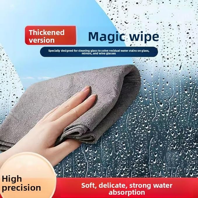 Magic Cleaning Cloth 5 Pcs Lint Free Cloth Microfiber Cleaning Rag，Reusable, Thickened, for Windows, Glass, Mirror, Car, Gray，Magic Cleaning Cloths for Glass