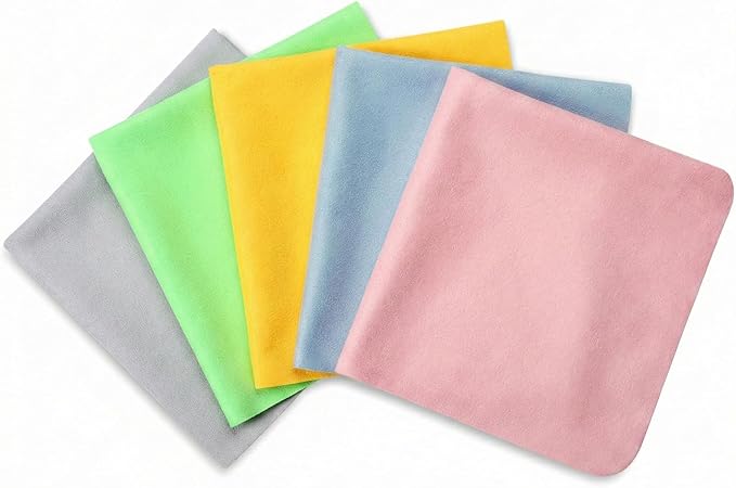 5PCS Extra Large Glasses Cleaning Cloths, Eyeglass Cleaning Cloth for Cleaning-Eyeglasses, Cell Phones, Screens, Lenses, Electronics and All Delicate Surface (12"x 12")