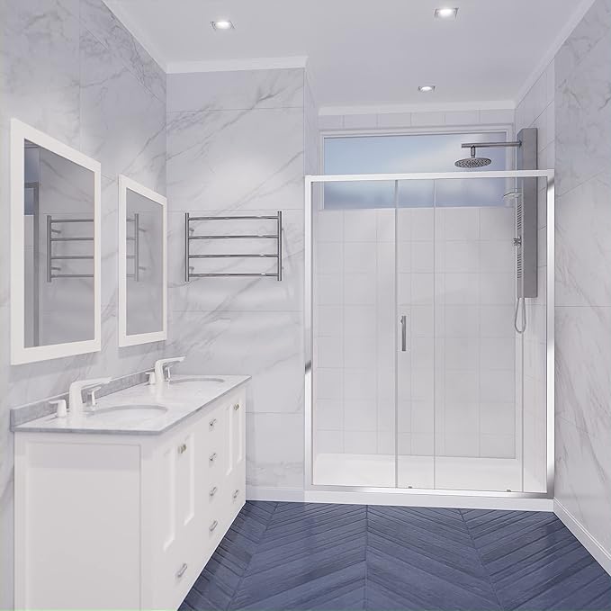 ANZZI 72 x 48 inch Framed Shower Door in Polished Chrome | Halberd Water Repellent Glass Shower Door with Seal Strip Parts | Easy Glide Rollers Sliding Shower Door | SD-AZ052-01CH