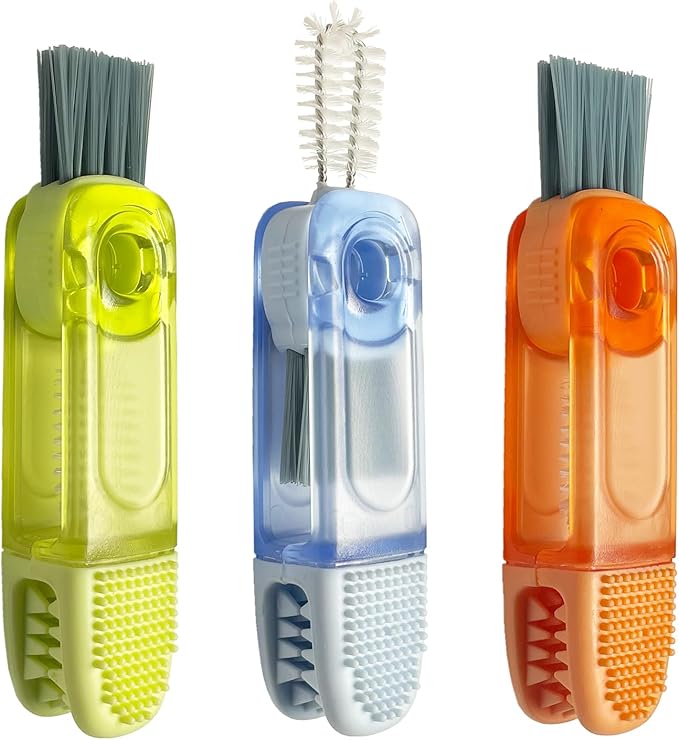 3Pcs 4-in-1 Bottle Cleaning Brush Set, Cup Lid Cleaner and 3pcs Tube Brush Kit, Home Kitchen Crevice Cleaning Tools Straw Cleaning Brush for Sippy Cup, Tumbler, Drinking Straw
