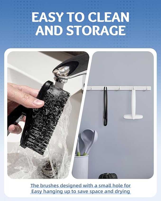 360 Degree Rotating Crevice Cleaning Brush- Household Hard Bristle Cleaning Brush, Multifunctional Bathroom Cleaning Tools for Kitchen Sink, Window, Tile, Toilet Seat (1, White)