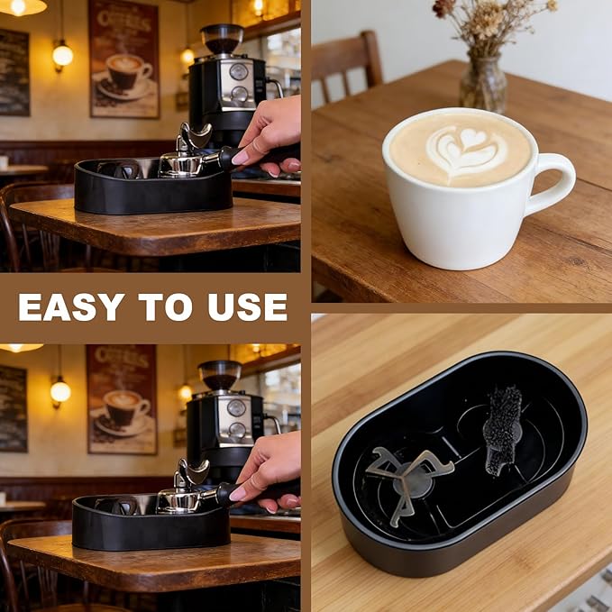 Premium Espresso Clean Holder,Coffee Portafilter Cleaning Kit,Coffee Machine Filter Cleaning Device for 51/53/58mm Systems,Electric Automatic Knock Box Cleaner (TWO)