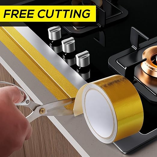Aluminum Foil Tape, 2in x 15FT Fiberglass Heat Shield Tape, Golden Self-Adhesive Heat ReflectiveTape, Exhaust Heat Resistant Tape, for Hose and Auto Use