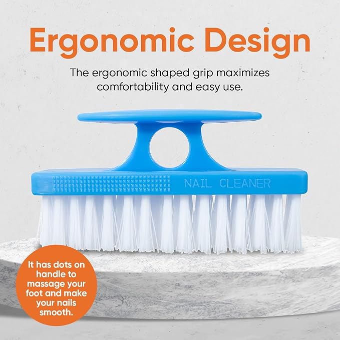 Nail Brush for Cleaning Fingernails, Nail Scrubber Brush, Toe Foot Hands Fingernail Brush Cleaner- Small Scrub Brush- All-Purpose Stiff Cleaning Brush (3 Pack, Blue)