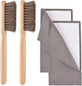4 Pieces Silver Polish Set, Jewelry Cleaning Brushes Tool Kit Horsehair Brushes and Sterling Silver Cleaning Cloth for Jewelry Coin Silverware Plateware Tarnish Removal