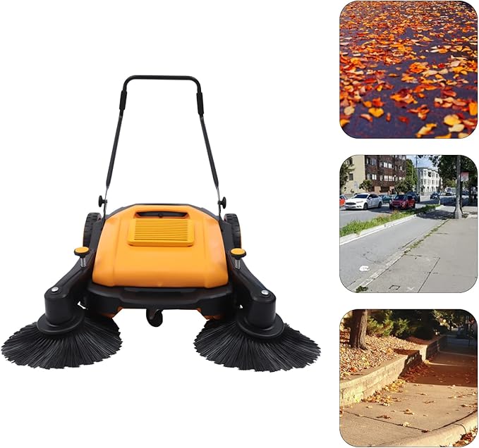 Floor Sweeper, 41" Hand-Push Sweeping Sweeper, Lawn Sweeper Portable Street Sweep Tool, Hand-Push Self-Propelled Cleaner, Carpet Sweeper, Outdoor Sweeper for Industry Home Factory