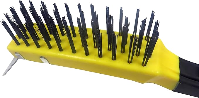 ALLWAY SB411 Soft-Grip Carbon Steel Wire Brush with Scraper