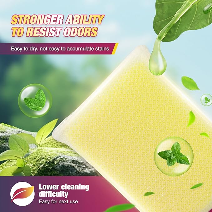 Kitchen Sponges All-Purpose Sponges Dish Sponge，Multipurpose Cleaning Sponge Non Scratch Kitchen Sponge Cleaning Mat Used for Cleaning Kitchen Pans, Tableware, and Non Stick Cookware MGLDEM (24 Pads)