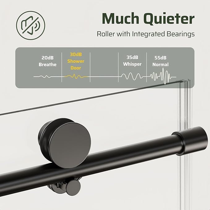 46-48" W x 76" H Frameless Sliding Shower Door, Bathroom Soft-Close Shower Glass Doors with 5/16" (8mm) SGCC Tempered Glass and Stainless Steel Hardware, Reversible Installation, Matte Black
