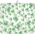 St Patrick's Day Dish Drying Mat for Kitchen Counter,Green Lucky Charm Shamrocks Drying Mat 16 x 18 Inch with High Absorbent Microfiber Drainer Mat for Coffee Bar