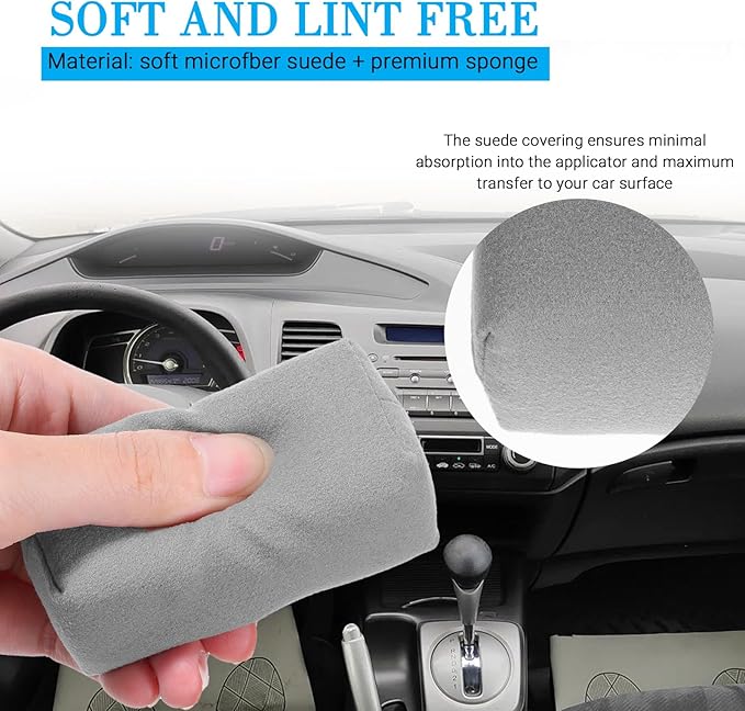 24 Pack Microfiber Applicator Pads Suede Detailing Sponges for Ceramic Coating, Wax & Spray Application on Cars, Trucks, RVs, SUVs, Metal & Plastic Trim Surfaces