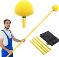 Dusters for Cleaning, Cobweb Duster with Extension Pole, Medium Stiff Bristles Cobweb Duster Head, Ceiling Fan Duster, Yellow, 6 FT