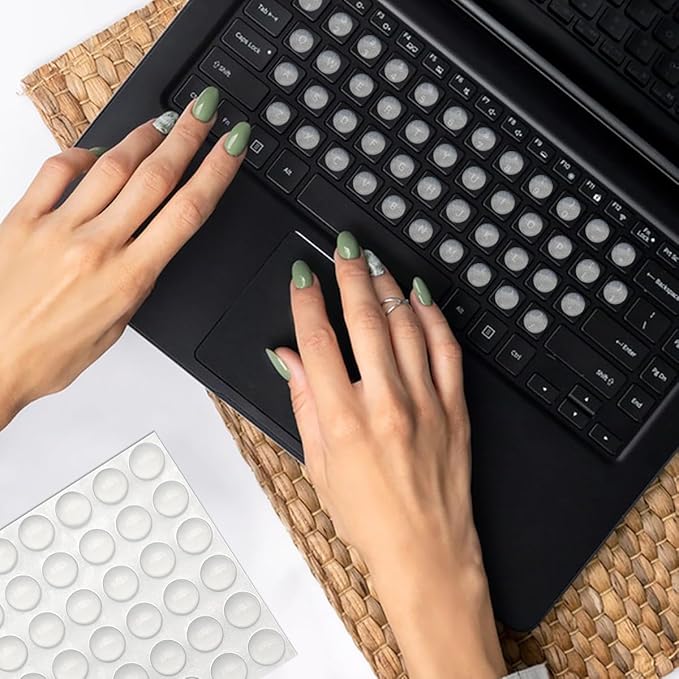 72 Pcs Raised Keyboard Sticker for Long Nails, with cleaning brush, Adhesive Keycap Riser for Nail Art Protective Keycap Bubbles Silicone Sticky Pad Suitable for Tying and Gaming, Hemispherical