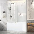 34" W X 58.25" H Tub Shower Door, Frameless Bathtub Glass Shower Door with Clamps, 5/16"(8mm) Clear Tempered Glass Bathroom Shower Screen Single Fixed Bath Panel in Brushed Gold