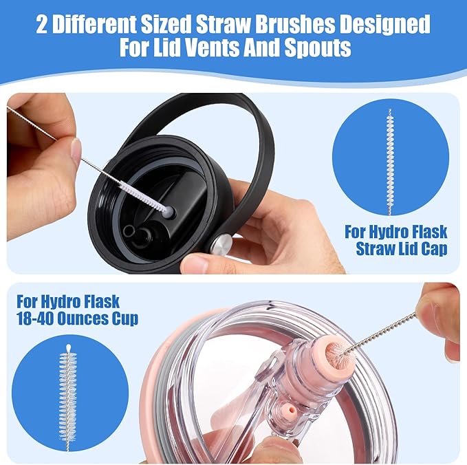 XANGNIER 4 PCS Water Bottle Cleaner Brush Kit for Hydroflask,Wide Straw Lid Brushes,Multifunctional Bottle Brush and Long Handle Scrubbing Bottles Brush for Hydro Flask 16/24/32/40 oz Cups Accessories