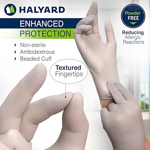 HALYARD Sterling SG Nitrile Powder-Free Exam Gloves, 3.7 mil, 9.5 Inches, Gray, Small, 41658 (Case of 2500)