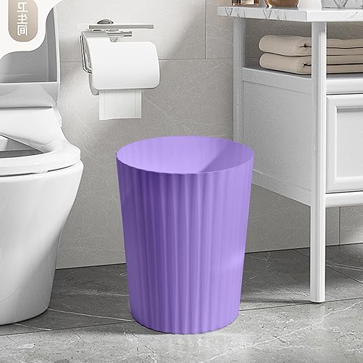 Versatile 2 Gallon Plastic Trash Can - The Compact Bin for Bathroom, Kitchen, or Home Office - Purple