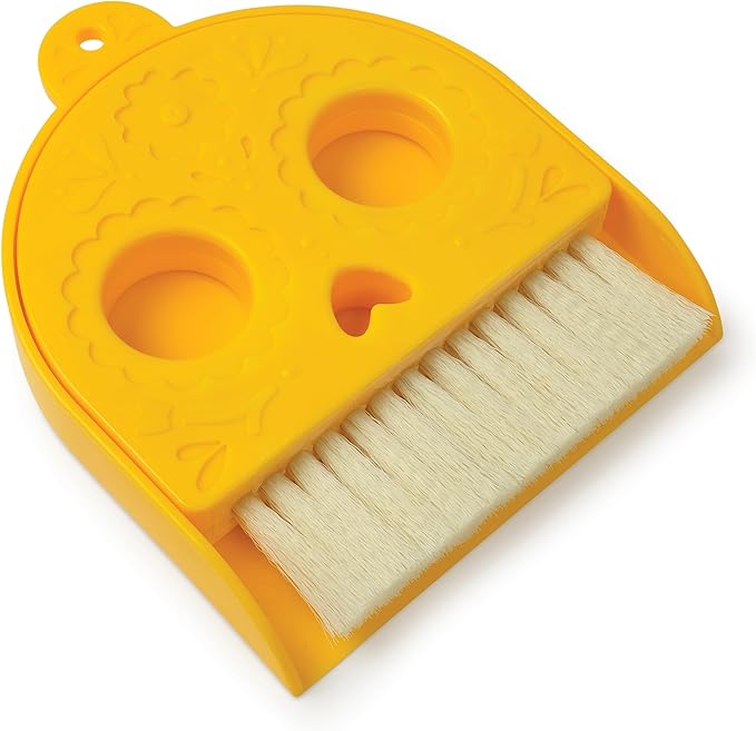 Genuine Fred Dead PAN Dustpan and Brush Set, 4.8" x 6.4", Small Size Perfect for countertops and desks, Day of The Dead