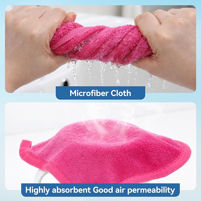 7PCS Makeup Remover Cloth, Makeup Eraser Cloth Cleaning Reusable Face Wash Cloths for All Skin Types Face Wash Soft Make up Towels Facial Cleansing Cloths for Women 6" X 6.3"