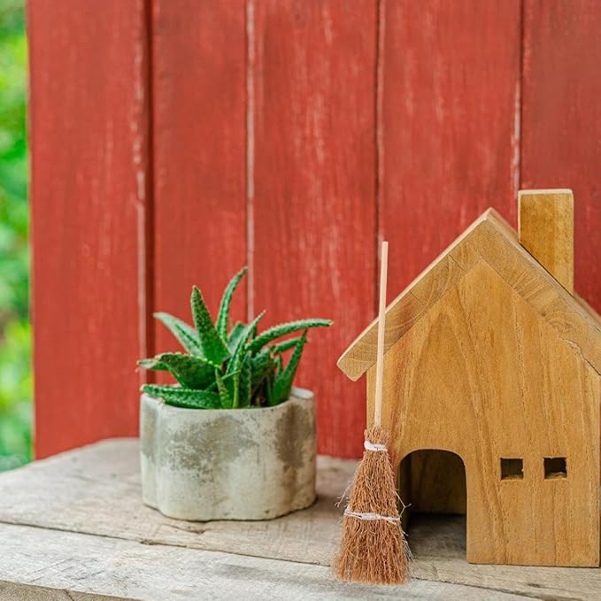 ibasenice Mini Hand-Woven Broom Dollhouse Decor 1 12 Scale Miniature Broom Props for Halloween Christmas Home Garden Decoration