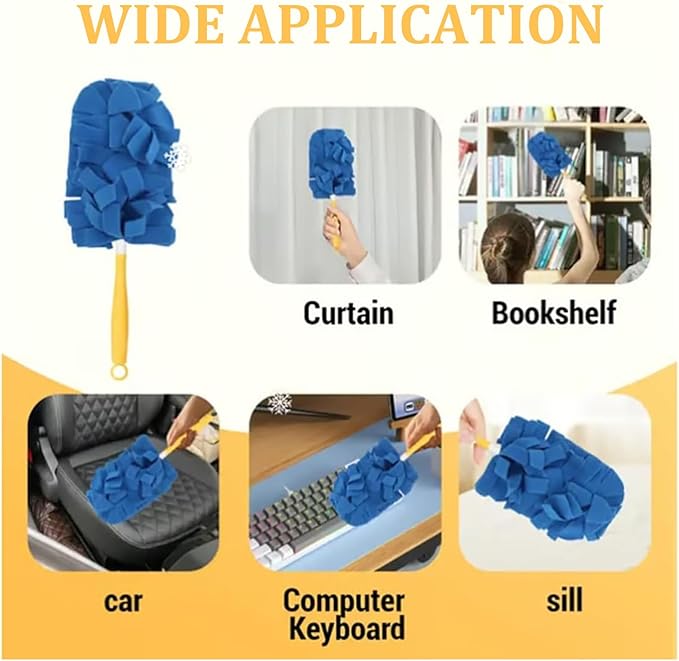 Reusable Duster Refill for Swiffer Duster,Washable Heavy Duty Duster Pads, 360 Cleaning Pads for Fan, Window, Furniture, Floor,7 Pack(Include 1 Handle)