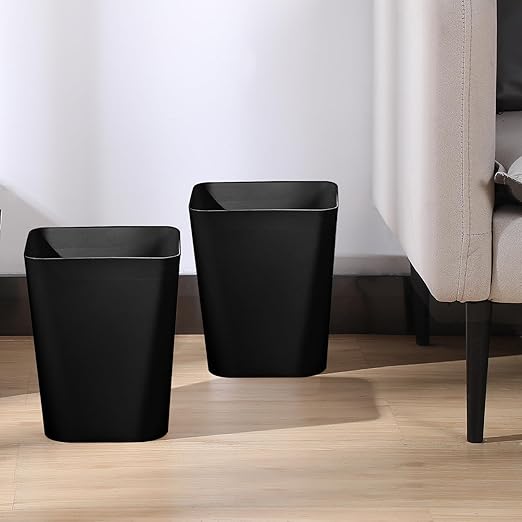 Amyhill 10 Pcs Small Trash Can 2 Gallon Plastic Garbage Can Small Waste Basket for Bathroom Office Kitchen Living Room Bedroom Home Under Desk(Black)