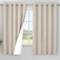 YoungsTex Oatmeal Linen 100% Blackout Curtains 63 Inch Length for Bedroom, Room Darkening Thermal Insulated Drapes Extra Wide with Grommet Blinds for Short Living Room, 2 Panels, 60 X 63 Inch
