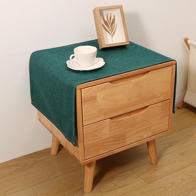 Small Bedside Tablecloth Table Dustcover End Tabletop Home Decoration Fabric Tablecloth Nightstand Table Covering Doilies for Furniture Décor (16×35inch)
