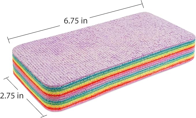 Eurow Super Absorbent 12-Layer Microfiber Sponge Block, Tearable for Multiple Uses, Cleans Kitchen, Bathroom & More, Durable, Reusable, Soft When Wet, Multi-Color Rainbow Design for Easy Cleaning