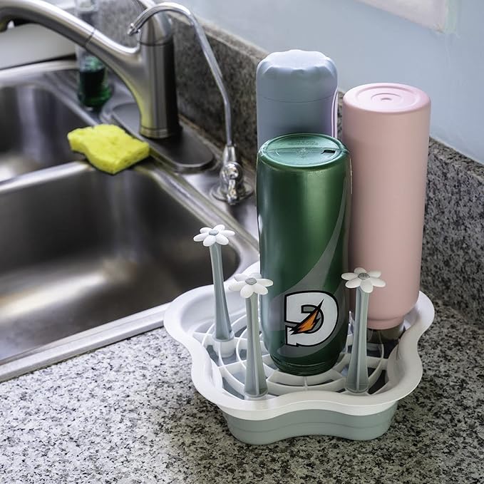 Countertop Drying Rack - Ideal for Insulated Water Bottles, Drinking Glasses, Sports Bottles, Baby Bottles, Tumblers, Mugs, Cup, Drying Rack with Drain Tray